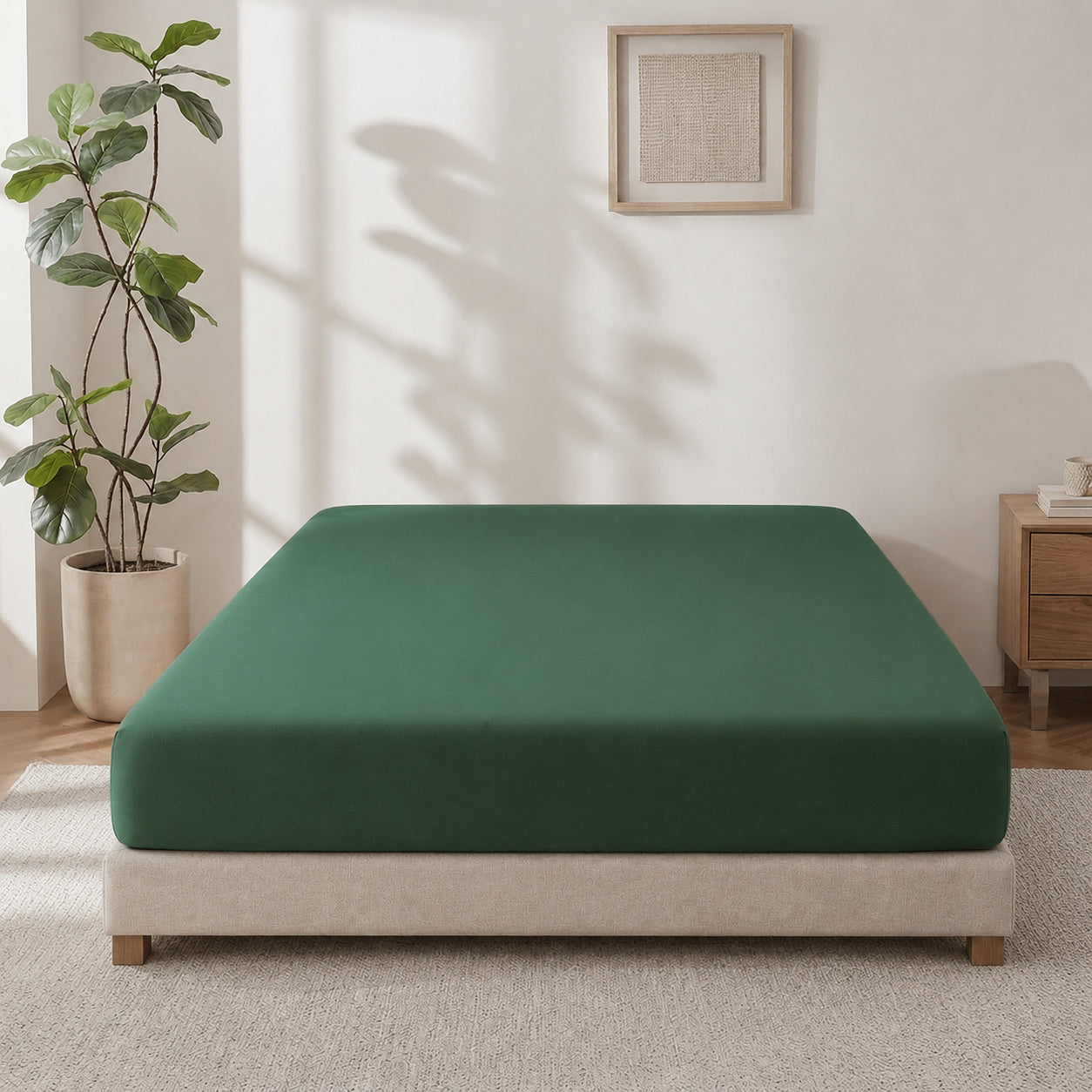 Homes that Comfort Single Fitted Sheet Green - Bed Sheets with Deep Pocket 14 inch, All Around Elastic - Breathable, Easy Care