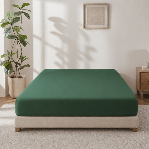 Homes that Comfort Single Fitted Sheet Green - Bed Sheets with Deep Pocket 14 inch, All Around Elastic - Breathable, Easy Care