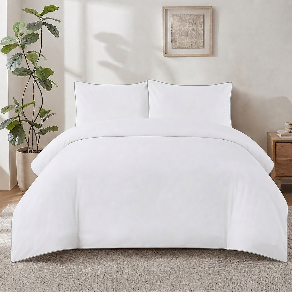 Homes that Comfort Silver Duvet Cover Single Size 3 Piece Pintuck Comforter Cover - 1 Duvet Cover with 2 Pillow Shams - Ultra Soft Cotton Bedding Pinch Pleated Single Duvet Cover Set