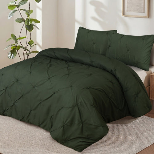 Homes that Comfort  100% Cotton Waffle Weave Duvet Cover Set Single Size, 3pcs Pre-Washed Soft Cozy Cover Set for All Season, 1 Duvet Cover with 2 Pillow Bedding Collection, Green