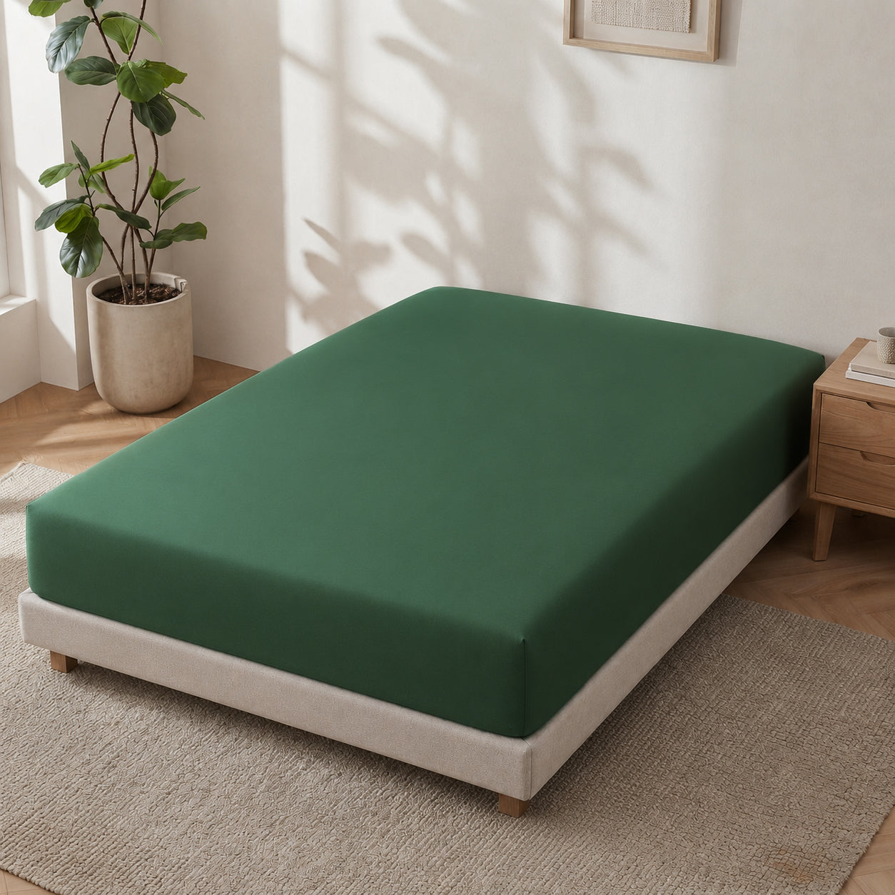 Homes that Comfort Single Fitted Sheet Green - Bed Sheets with Deep Pocket 14 inch, All Around Elastic - Breathable, Easy Care
