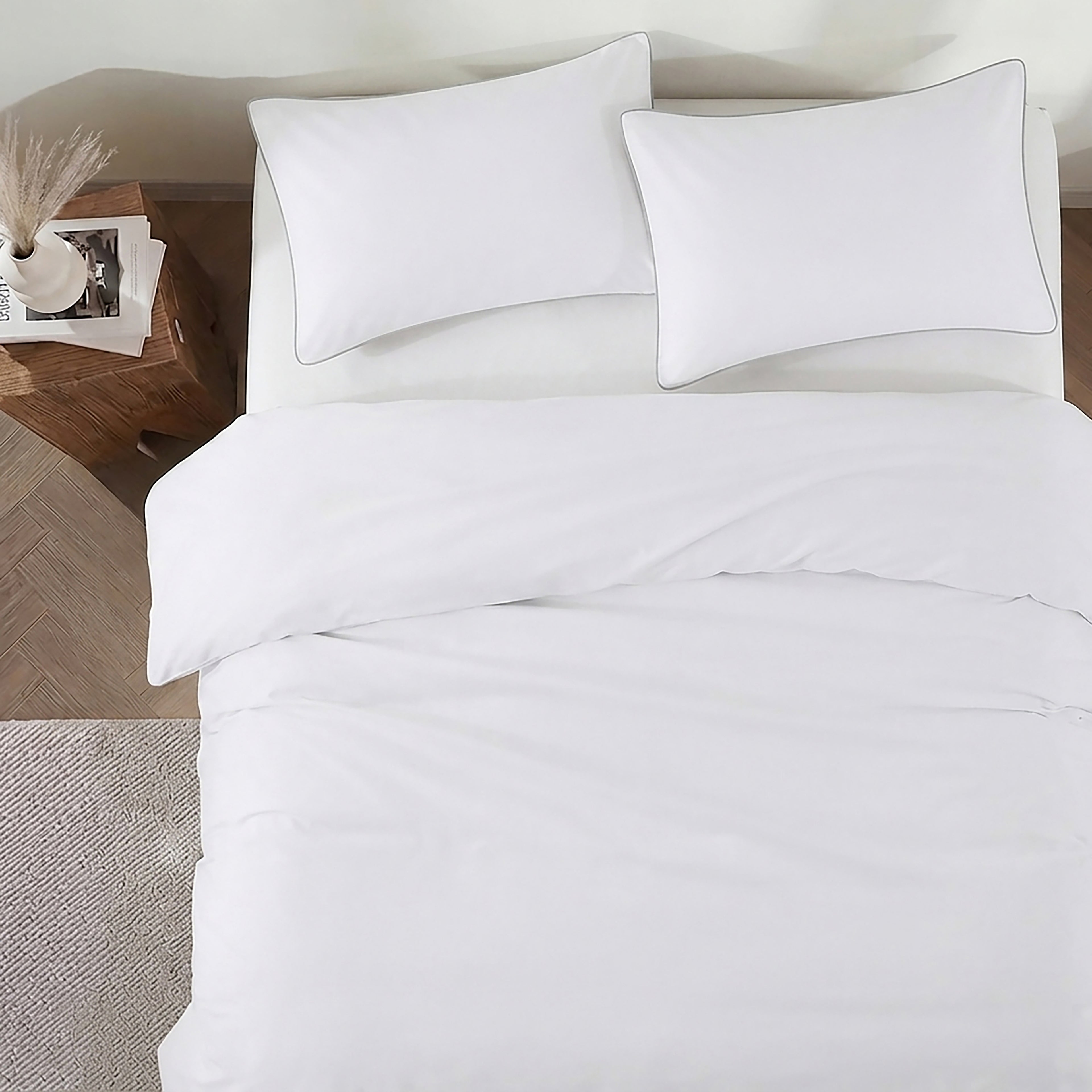 Homes that Comfort Silver Duvet Cover Single Size 3 Piece Pintuck Comforter Cover - 1 Duvet Cover with 2 Pillow Shams - Ultra Soft Cotton Bedding Pinch Pleated Single Duvet Cover Set