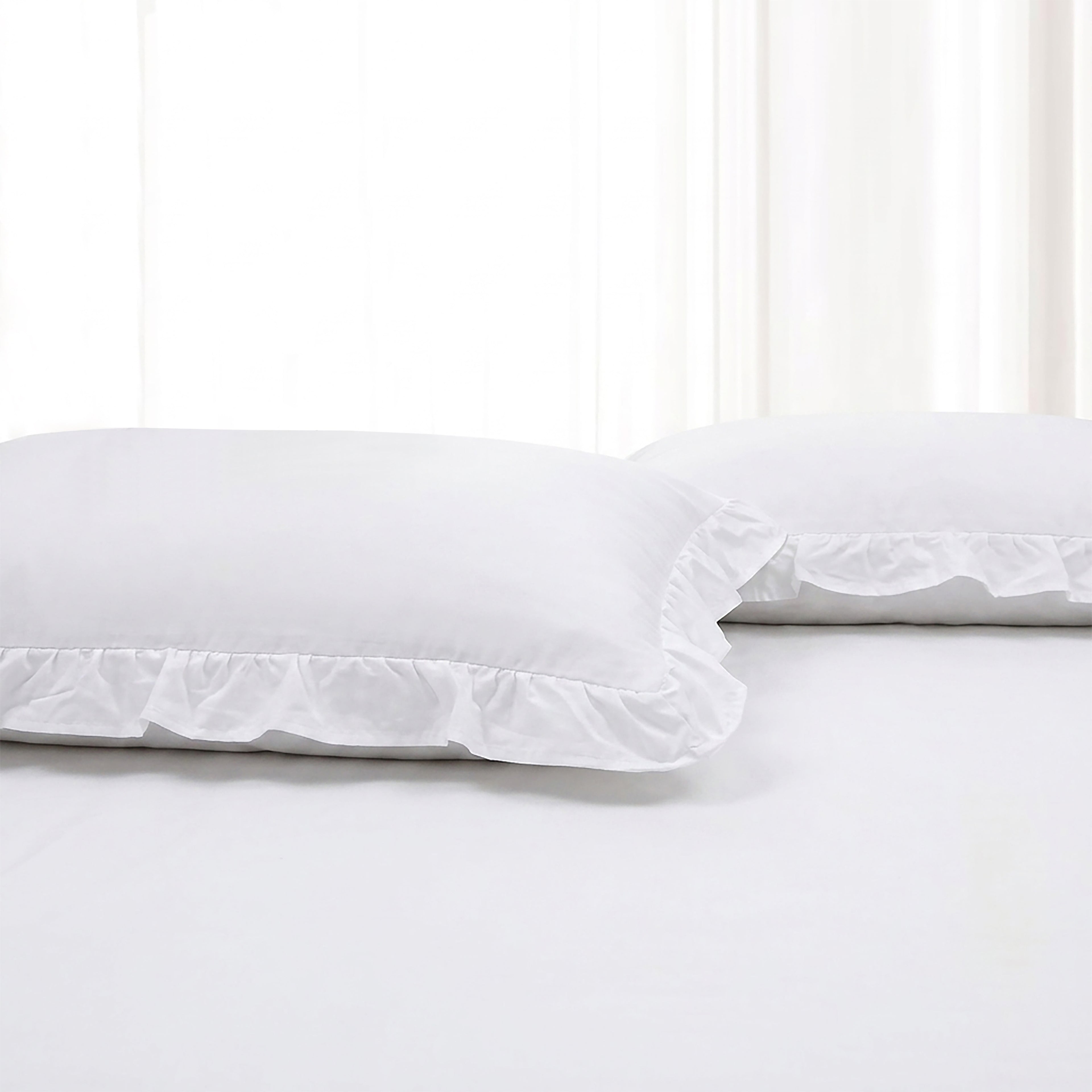 Homes that Comfort Reyna Ruffle Cotton Duvet Cover Set 3 Piece Set Double, White – Double Size Bedding Set - White Duvet Double - Ruffled Bedding