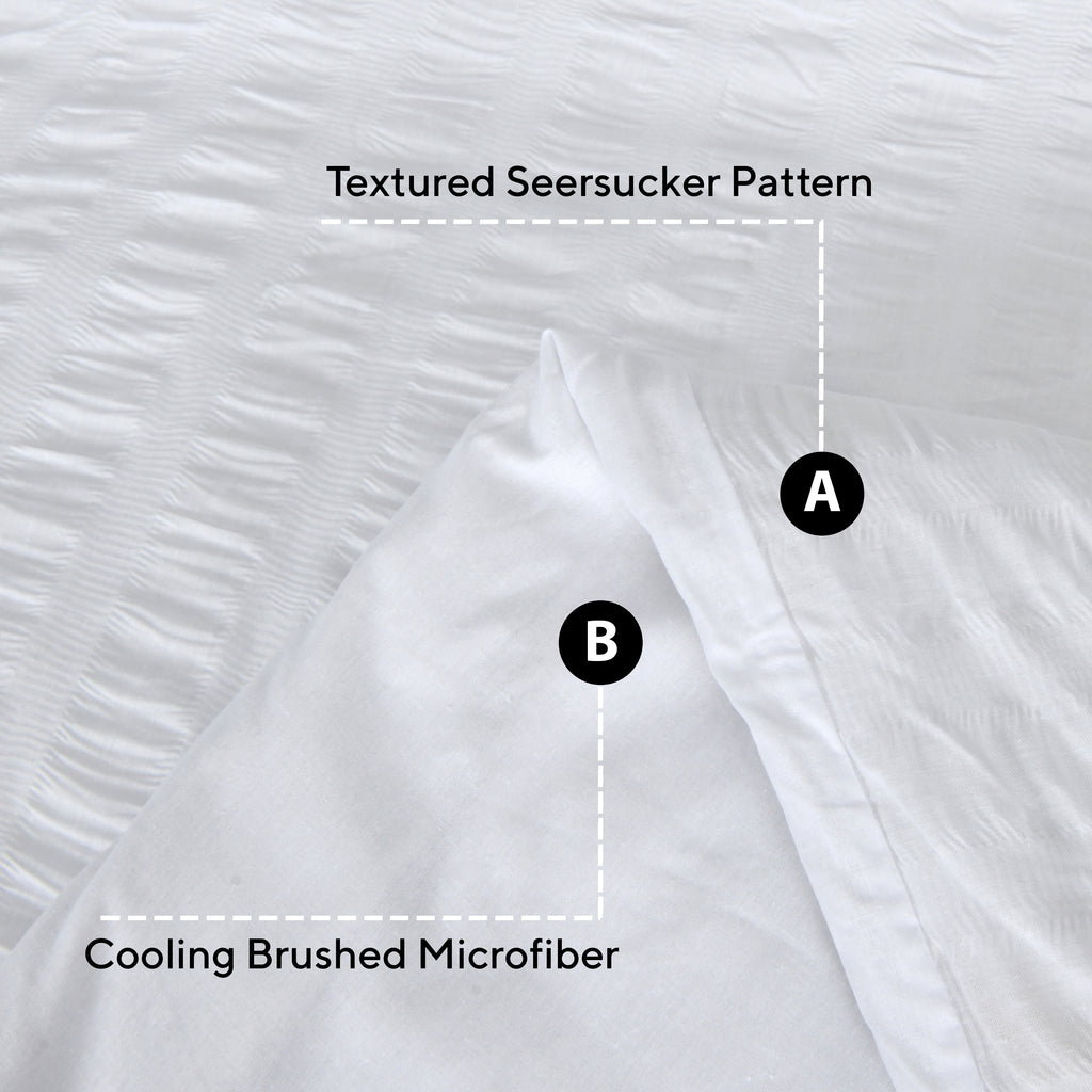 Homes that Comfort White Duvet Cover Single Size, Seersucker 3 Pieces Bedding Set, Includes 1 Duvet Cover and 2 Pillowcases