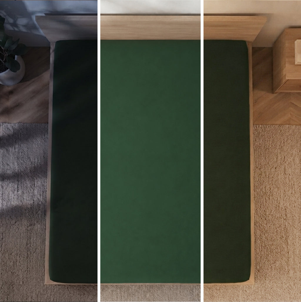 Homes that Comfort Single Fitted Sheet Green - Bed Sheets with Deep Pocket 14 inch, All Around Elastic - Breathable, Easy Care