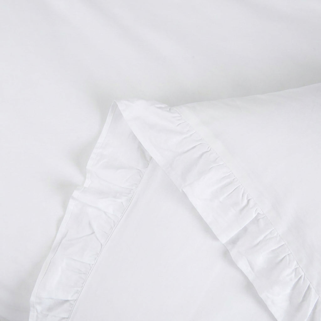 Homes that Comfort Reyna Ruffle Cotton Duvet Cover Set 3 Piece Set Double, White – Double Size Bedding Set - White Duvet Double - Ruffled Bedding