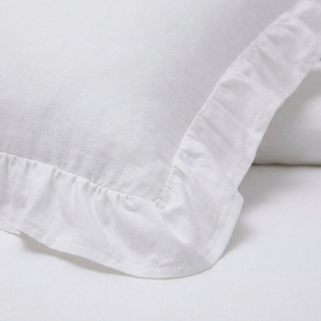 Homes that Comfort Reyna Ruffle Cotton Duvet Cover Set 3 Piece Set Double, White – Double Size Bedding Set - White Duvet Double - Ruffled Bedding