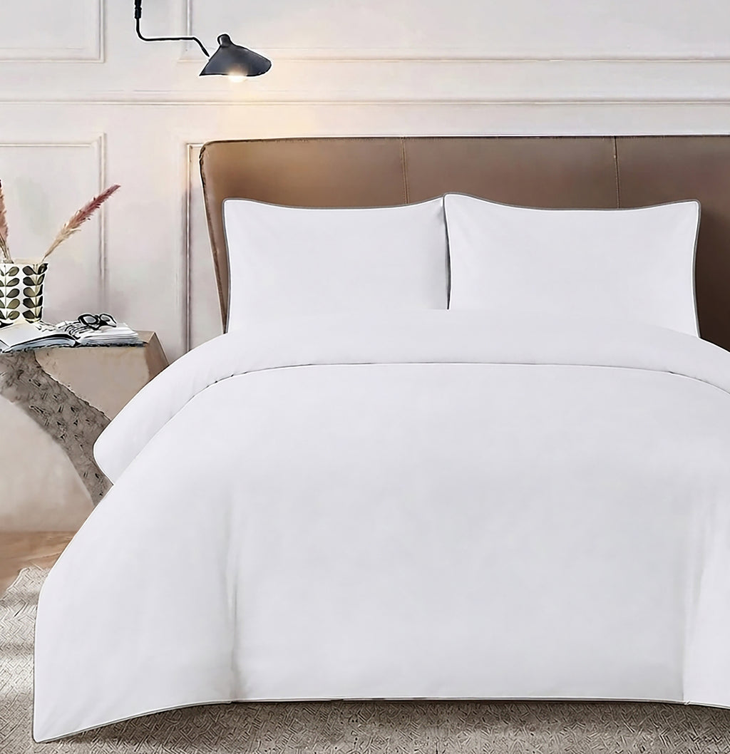 Homes that Comfort Silver Duvet Cover Single Size 3 Piece Pintuck Comforter Cover - 1 Duvet Cover with 2 Pillow Shams - Ultra Soft Cotton Bedding Pinch Pleated Single Duvet Cover Set