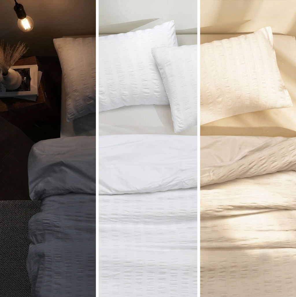 Homes that Comfort White Duvet Cover Single Size, Seersucker 3 Pieces Bedding Set, Includes 1 Duvet Cover and 2 Pillowcases