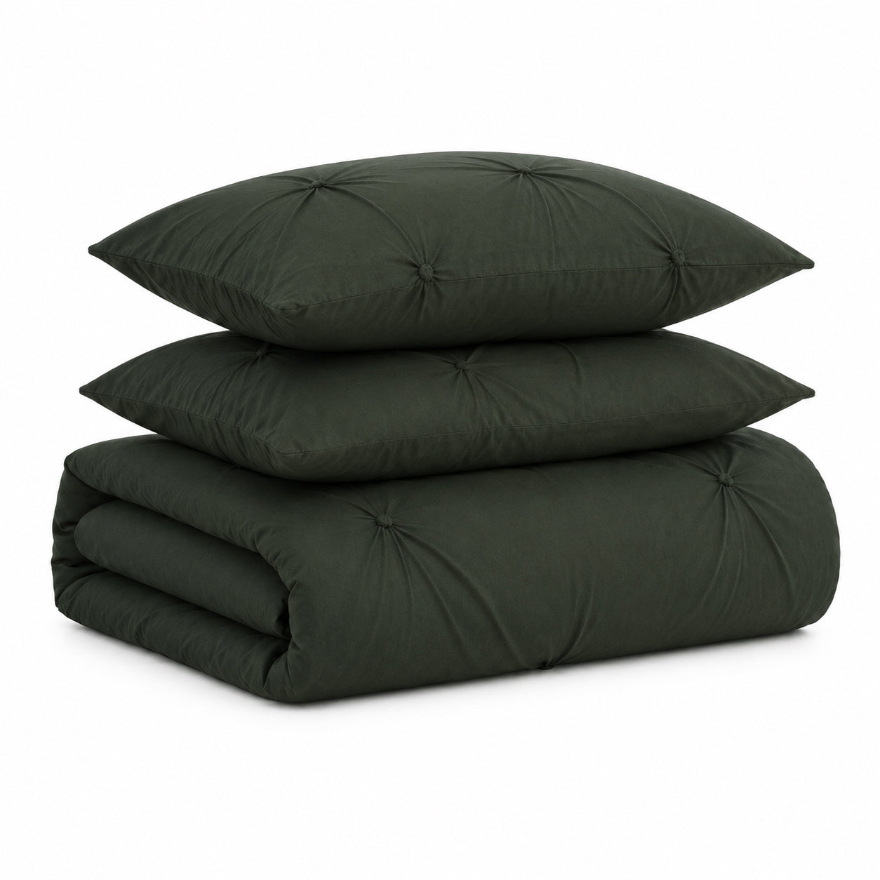 Homes that Comfort  100% Cotton Waffle Weave Duvet Cover Set Single Size, 3pcs Pre-Washed Soft Cozy Cover Set for All Season, 1 Duvet Cover with 2 Pillow Bedding Collection, Green