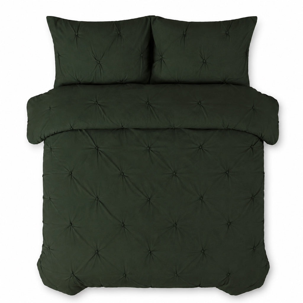 Homes that Comfort  100% Cotton Waffle Weave Duvet Cover Set Single Size, 3pcs Pre-Washed Soft Cozy Cover Set for All Season, 1 Duvet Cover with 2 Pillow Bedding Collection, Green
