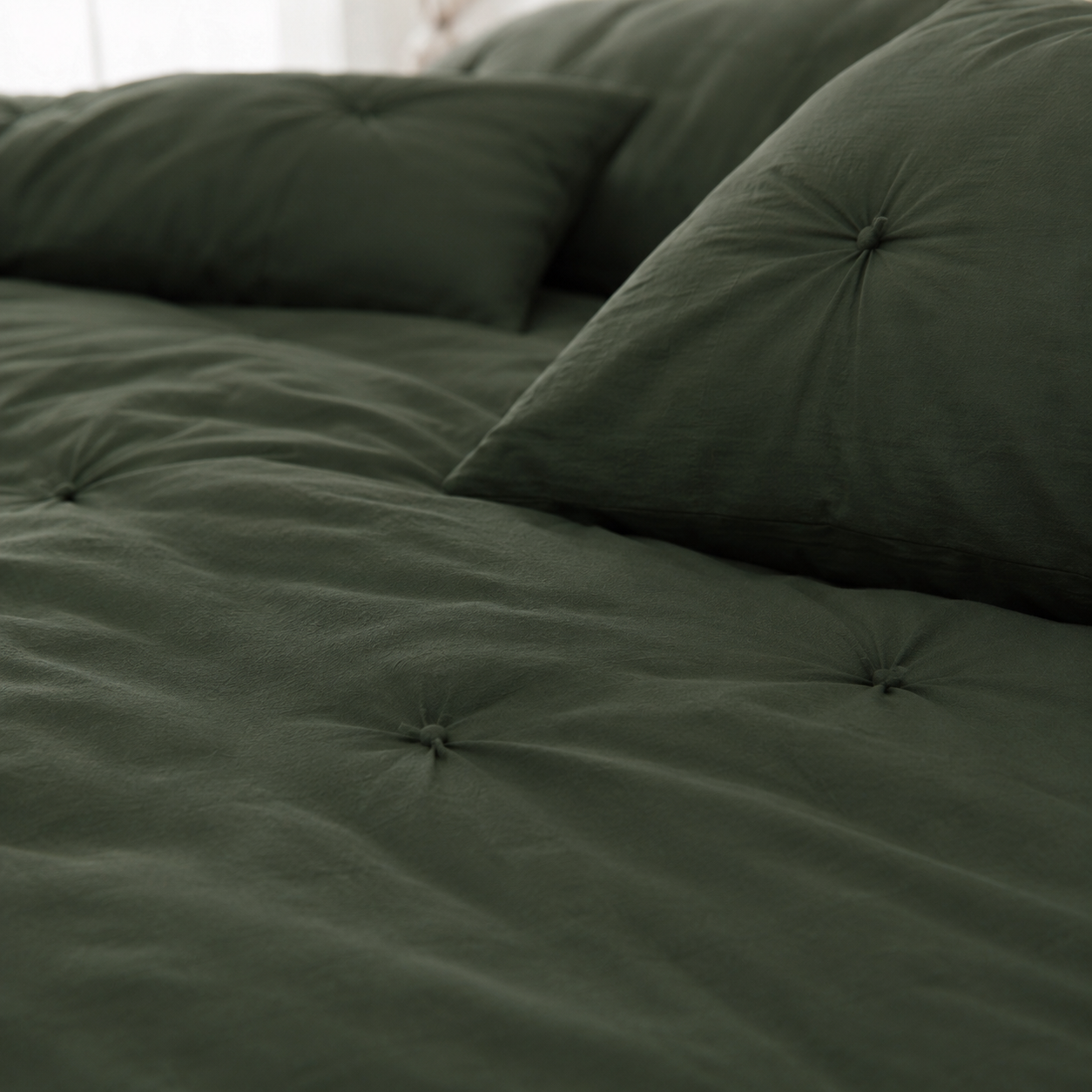 Homes that Comfort  100% Cotton Waffle Weave Duvet Cover Set Single Size, 3pcs Pre-Washed Soft Cozy Cover Set for All Season, 1 Duvet Cover with 2 Pillow Bedding Collection, Green